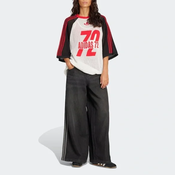 NWT ADIDAS Adicolor denim Adilenium wide leg black grey jeans two sizes 24 & 32 - Picture 4 of 6